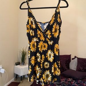 Black sunflower mini dress
